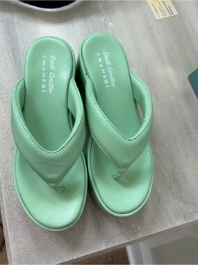 Emili Sindlev Mint Green Platform Thong Sandals